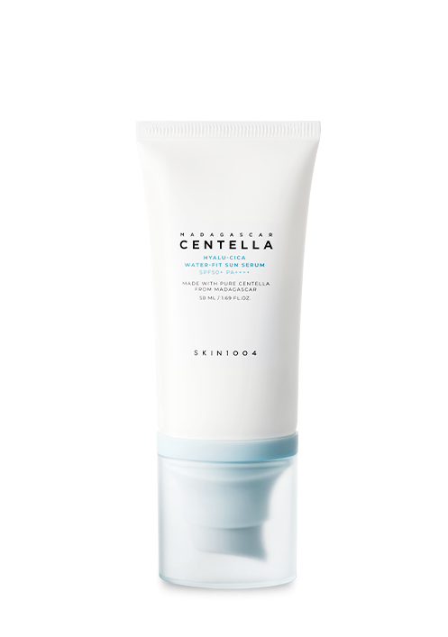 SKIN1004 Madagascar Centella Hyalu-Cica Water-Fit Sun Serum blue tube packaging product shot
