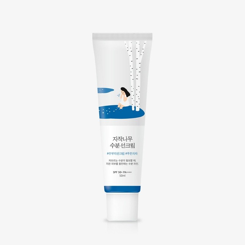 Round Lab Birch Juice Moisturizing Sunscreen tube packaging product shot